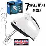 Electric 7-Speed Hand Mixer Egg Beater Whisk Dough Cream Cake Blender UK Plug