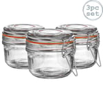 Glass Storage Jars 125ml Orange Seal Pack of 3