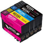 YINGCOLOR 603 Ink Cartridges for Epson 603XL 603 XL Ink Cartridge Mutipack for Epson Expression Home XP-2100 XP-4100 XP-2105 XP-4105 XP-3100 XP-3105, Workforce WF-2850 WF-2830 WF-2810 WF-2835 , 5 Pack