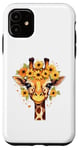 Coque pour iPhone 11 Girafe colorée avec fleur I Girafe