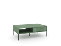 Soffbord: en låda, en hylla, rökgrön färg, svarta ben