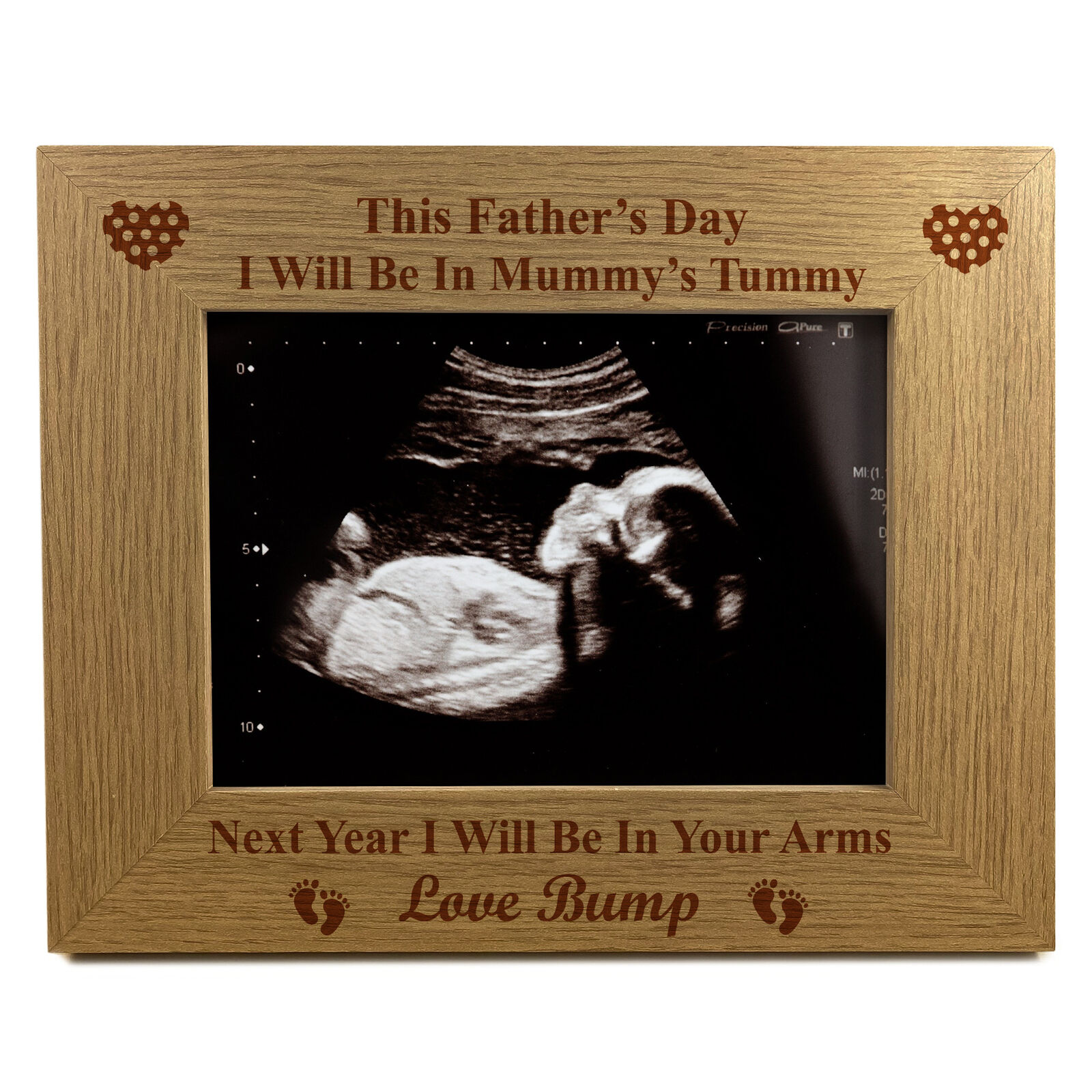 Bambino By Juliana Baby Scan Photo Frame – Heart Love Mummy & Daddy, 3x4in Ultrasound Picture Frame, Ivory