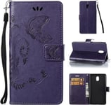 UK-Cherry Nokia 3 Phone Case, Flip PU Leather Wallet Cover Faux Leather Purple