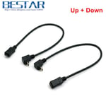 0.2m Up and Down Câble d'extension Micro USB 2.0 coudé à 90 degrés, mâle à femelle, 5 broches, 20cm, 0.2m, pour tablette