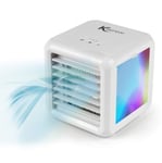Kleeneze KL3139V2 Ice Cube Plus+ Portable Table Top Personal Space Air Cooler, 5 W, LED Lights, 3 Speeds, 2 x 300 ml Water Tanks, White, 600 ml