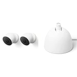 Google Nest Cam (Outdoor/Indoor, Battery) Security Camera - Smart Home WiFi Camera - Wireless, 2-Pack & Nest Cam Stand with Power Cable - Wired Tabletop Charging Station