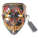 Orange - Halloween LED-mask, Purge-mask, självlysande mask, rolig mask, Valkostym, Festival, Co