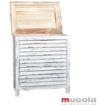 Mucola - coffre à linge style Shabby coffre en bois blanc coffre en lamelles coffre en bois