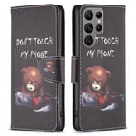 För Samsung Galaxy S24 Ultra Plånbok Fodral Skal Mönster Skydd - Bear