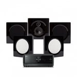 Yamaha RX-V6A &amp; DLS Flatbox D-One Hemmabiopaket 5.0, pianosvart