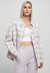 Urban Classics Fodrad flanellskjorta dam oversize (M,whitesand/softlilac)