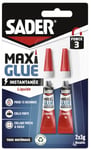 Sader Maxiglue Liquide – Super Glue Universelle – Tous Matériaux – Colle de Réparation à Prise Rapide – Colle Extra Forte –Transparente – 2 Tubes de 3 g