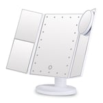 Tri-fold 21 Led Vanity Makeup Mirror Lighted Touch Screen Ma