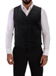 DOLCE & GABBANA Vest Gray Velvet Cotton Slim Fit Waistcoat IT50/US40/L