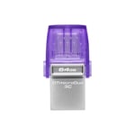 Kingston Technology DataTraveler microDuo 3C USB-minnepenn 64 GB USB Type-A / USB Type-C 3.2 Gen 1 (3.1 Gen 1) Lilla, Rustfritt stål