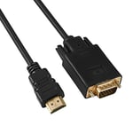 PremiumCord Câble HDMI vers VGA avec convertisseur, résolution Full HD 1080p 60 Hz, connecteurs plaqués Or, Couleur : Noir, Longueur du câble : 2 m