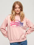 Superdry Tonal Vintage Logo Graphic Sweatshirt, Somon Pink Marl
