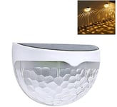 Solcells-lykta, Solcellslampa, rund design, varmvitt ljuss, skymningssensor, 6st LED