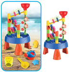 LCY Beach Sand Toys Playset for Kids,Waterwheel Funnel Beach Table Set,Sand Castle Building Kit And Molds for Boys And Girls
