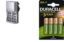 Lloytron Mains Battery Charger + 4 x Duracell AA 1300 mAh Rechargeable Batteries