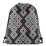 MAY-XCustom Sport Gym Sack,Classic Greek Pattern Black Drawstring Gymsack,Soft Drawstring Laundry Bags For Gym Outdoor Travel