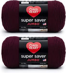 Red Heart Super Saver Jumbo Lot de 2 pelotes de laine acrylique 396 g 4 moyens (peigné) 704 m
