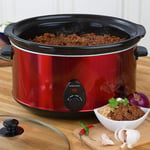 Slow Cooker Red 8 Litre Tempered Glass Lid & Removable Ceramic Bowl Andrew James