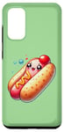 Galaxy S20 Cute Kawaii Hot Dog with Smiling Face and Bubbles Case