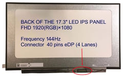17.3" Compatible LG PHILIPS LP173WFG(SP)(B2) FHD IPS Display Panel 144Hz 40 Pin