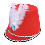 Chapeau Majorette rouge avec plumes, 1 pièce. - Design accrocheur, accessoire parfait pour les défilés, les festivals de musique, le monde et la culture, la journée mondiale du livre et les événements