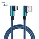 L Style Cellphone Cable Micro Usb Type-c Data Sync Line Blue 1m