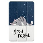 Nokia T20 Kunstskinn Flip Deksel med Stativfunksjon - Good Night Cat