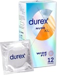 Durex Nude, Condoms, Wide Fit, 12s, Ultra Thin, Designed To Feel It All, With...
