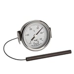 TFA Dostmann Thermomètre analogique en acier inoxydable jusqu'à 500 °C 14.1037 - Convient pour four à pizza, four à pierre, four à bois ou barbecue/fumoir - Avec sonde de câble - Pièce de rechange ou