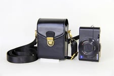 G7 X Mark II Case, Zakao PU Fullbody Protective Leather Camera Case Bag for Canon Powershot G7X Mark II G1X2 G10 G11 G12 G15 G16 G1X SX700 SX520 SX530 SX170 with Shoulder Strap (Black)