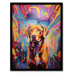 Red Labrador Retriever Dog Lover Gift Pet Portrait Colourful Neon Artwork Painting Art Print Framed Poster Wall Decor