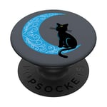 PopSockets Black Cat Crescent Moon Sailor Mom PopSockets PopGrip: Swappable Grip for Phones & Tablets
