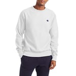 Champion Men's Crewneck, Reverse Weave Pullover Sweatshirt, White, S