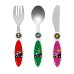 Mario Kart Children's Kids 3pcs Cutlery Set, Knife/Fork/Spoon