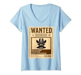 Womens Raccoon Western Cowboy Wanted Dead or Alive V-Neck T-Shirt