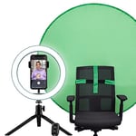 Trust Maku+ Ring Light 10" avec Green Screen, Fond Vert, LED Anneau Lumineux avec Support de Téléphone et Trépied, Télécommande Bluetooth, Selfie, TikTok, Youtube, Maquillage, Vidéo, Vlog