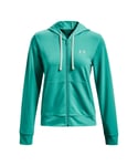 Under Armour Womenss UA Rival Terry Full Zip Hoody in Green cotton - Size UK 4-6 (Womens)