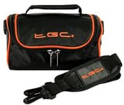 Camera Case Bag with shoulder strap and Carry Handle for The Sony Cyber-shot DSC-H90, DSC-HX10, DSC-HX20V, DSC-HX30V, DSC-RX100 (Jet Black With Hot Orange Trims)
