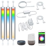 Smart Under Cabinet Lighting Strip Lights White and Colored Dimmable Compatible with Amazon Alexa Google Home and Smart Phone 3 Lights Bar Lit