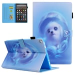 Case for All-New Fire HD 8 (8th/7th/6th Generation, 2018/2017/2016), UGOcase Cute Cartoon Wallet Stand Case [Multi-Angle Viewing] Smart Auto Sleep Wake Cover, for Amazon Fire HD 8, Blue Dog