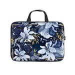 Diving fabric,Neoprene,Sleeve Laptop Handle Bag Handbag Notebook Case Cover Navy Blue & Gold Elegant Modern Watercolor Floral,Classic Portable MacBook Laptop/Ultrabooks Case Bag Cover 12 inches