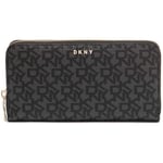 DKNY Women Bryant Large Zip Around Wallet in Coated Logo bi-fold, Black