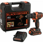 Black & Decker Perceuse/visseuse 18V 2 vitesses dans coffret avec 1 batterie 1,5Ah et chargeur - black+decker BDCDD186K-QW