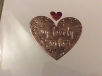 BNIP New Valentine's Card - My Lovely Wife - Gold & Red Metallic Hearts