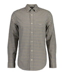 Gant Mens Regular Fit Twill Micro Multi Check Shirt in Brown Cotton - Size Medium